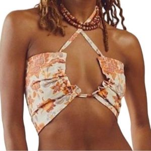 NWT Free People Summer of Love Convertible Bandeau Top in Natural Floral